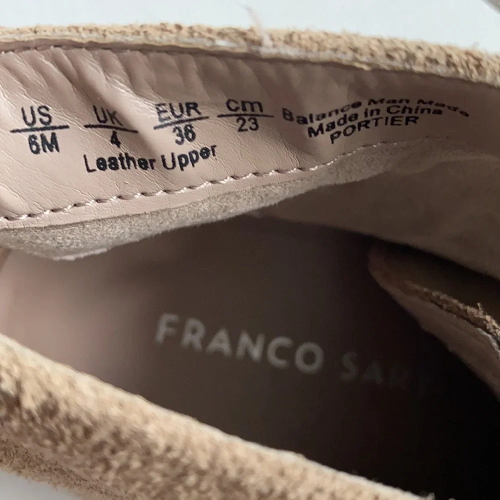 Franco Sarto Suede Tan Lace Up Boots, Size 6M‎
